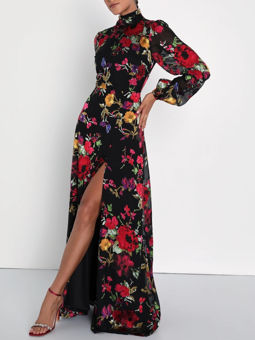 Lulus Graceful Arrival Black Floral Burnout Backless Maxi Dress Size XXL 2X